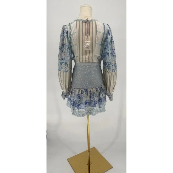 NWT LoveShackFancy Sienne Ocean Spray Mist Silk Mini Dress Size 4 $495